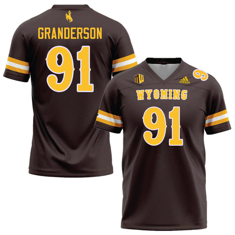 #91 Carl Granderson Wyoming Cowboys Jersey College Football Uniforms,Gears,Jerseys-Brown